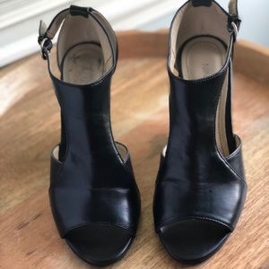 Barely worn Nine West Leather Black Wedges